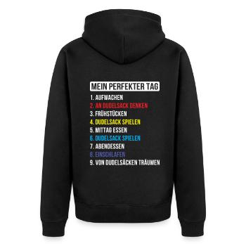Dudelsackspieler Dudelsack Männer Geschenk - Unisex Premium Bio Zip Hoodie - Schwarz - Hinten - Nico (187cm)