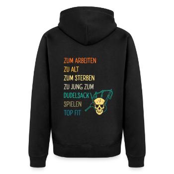 Dudelsackspieler Dudelsack Männer Geschenk - Unisex Premium Bio Zip Hoodie - Schwarz - Hinten - Nico (187cm)