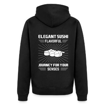 Sushi Japan Essen Sushi-Mahlzeit - Unisex Premium Bio Zip Hoodie - Schwarz - Hinten - Nico (187cm)