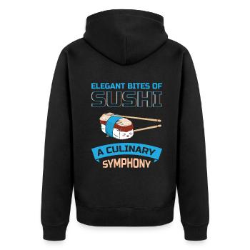 Sushi Japan Essen Sushi-Mahlzeit - Unisex Premium Bio Zip Hoodie - Schwarz - Hinten - Nico (187cm)