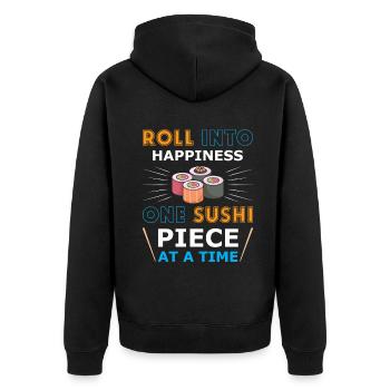 Sushi Japan Essen Sushi-Mahlzeit - Unisex Premium Bio Zip Hoodie - Schwarz - Hinten - Nico (187cm)