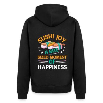 Sushi Japan Essen Sushi-Mahlzeit - Unisex Premium Bio Zip Hoodie - Schwarz - Hinten - Nico (187cm)