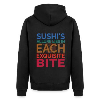 Sushi Japan Essen Sushi-Mahlzeit - Unisex Premium Bio Zip Hoodie - Schwarz - Hinten - Nico (187cm)