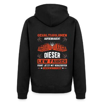 Lkw Fahrer Kraftfahrer LKW-Fahrer - Unisex Premium Bio Zip Hoodie - Schwarz - Hinten - Nico (187cm)