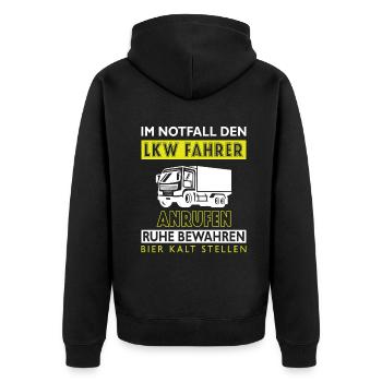 Lkw Fahrer Kraftfahrer LKW-Fahrer - Unisex Premium Bio Zip Hoodie - Schwarz - Hinten - Nico (187cm)