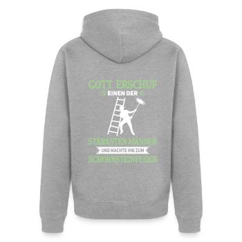 Schornsteinfeger Herren - Unisex Premium Bio Zip Hoodie - Grau meliert - Hinten - Nico (187cm)