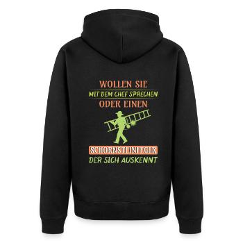 Schornsteinfeger Herren - Unisex Premium Bio Zip Hoodie - Schwarz - Hinten - Nico (187cm)