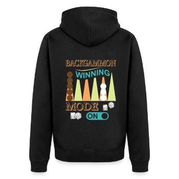 Backgammon Spiel - Unisex Premium Bio Zip Hoodie - Schwarz - Hinten - Nico (187cm)