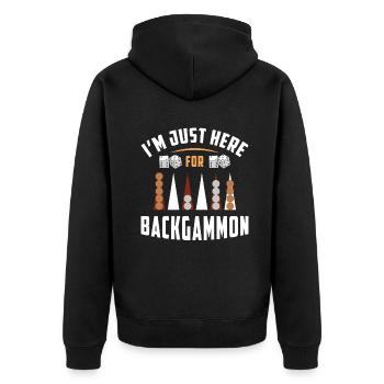 Backgammon Spiel - Unisex Premium Bio Zip Hoodie - Schwarz - Hinten - Nico (187cm)