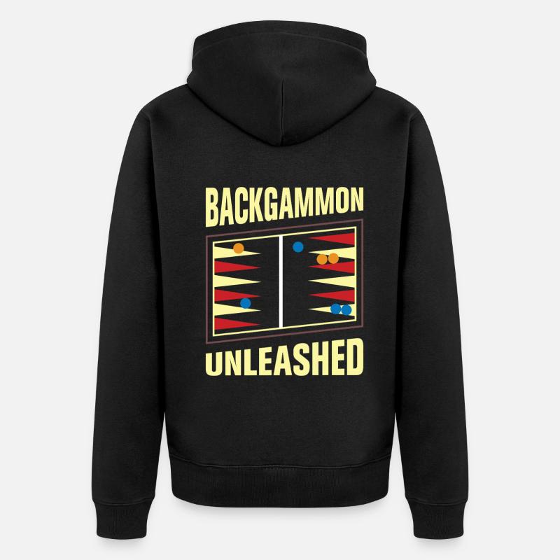 Backgammon Spiel - Unisex Premium Bio Zip Hoodie - Schwarz