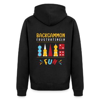 Backgammon Spiel - Unisex Premium Bio Zip Hoodie - Schwarz - Hinten - Nico (187cm)