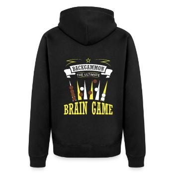 Backgammon Spiel - Unisex Premium Bio Zip Hoodie - Schwarz - Hinten - Nico (187cm)