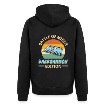 Backgammon Spiel - Unisex Premium Bio Zip Hoodie - Schwarz - Hinten - Nico (187cm)