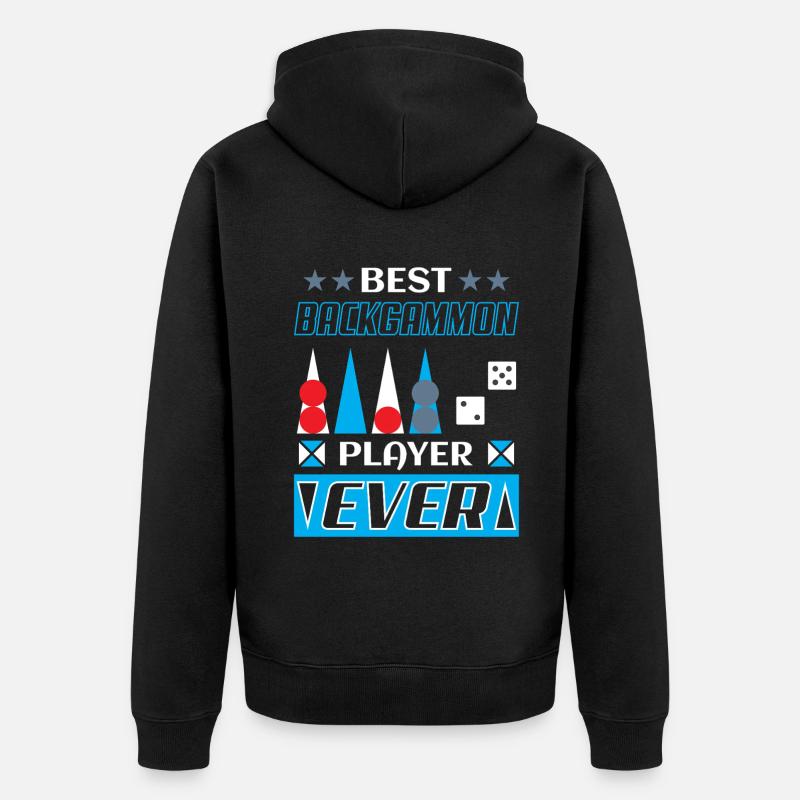 Backgammon Spiel - Unisex Premium Bio Zip Hoodie - Schwarz