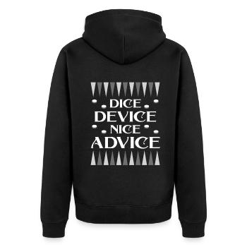 Backgammon Spiel - Unisex Premium Bio Zip Hoodie - Schwarz - Hinten - Nico (187cm)