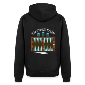 Backgammon Spiel - Unisex Premium Bio Zip Hoodie - Schwarz - Hinten - Nico (187cm)
