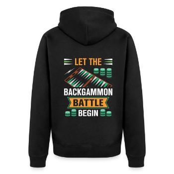Backgammon Spiel - Unisex Premium Bio Zip Hoodie - Schwarz - Hinten - Nico (187cm)