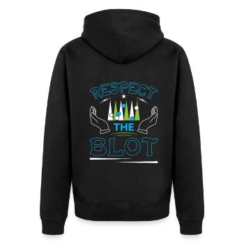 Backgammon Spiel - Unisex Premium Bio Zip Hoodie - Schwarz - Hinten - Nico (187cm)