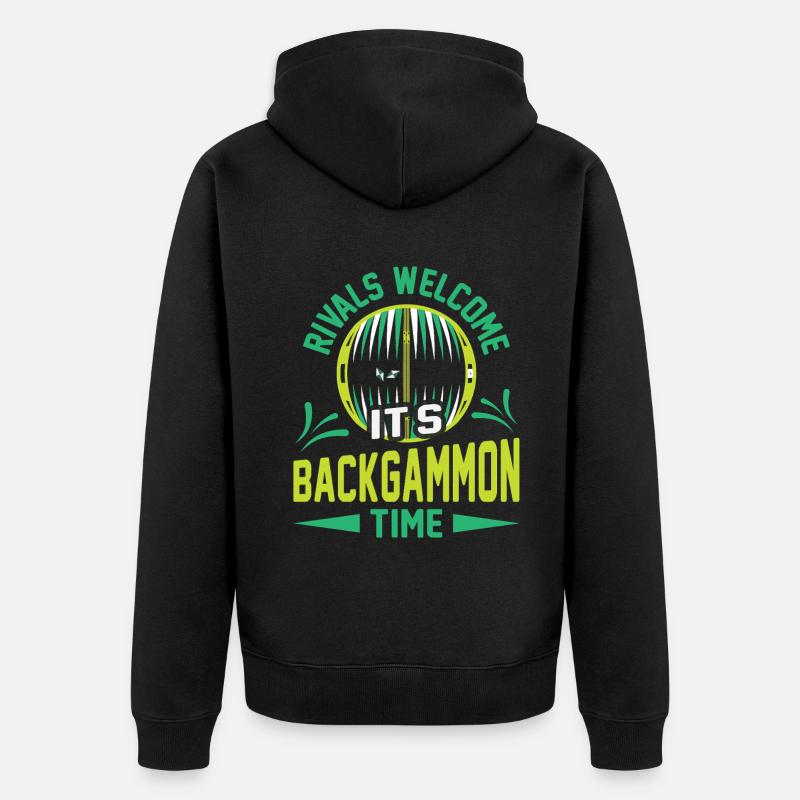 Backgammon Spiel - Unisex Premium Bio Zip Hoodie - Schwarz