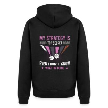 Backgammon Spiel - Unisex Premium Bio Zip Hoodie - Schwarz - Hinten - Nico (187cm)