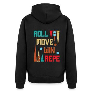 Backgammon Spiel - Unisex Premium Bio Zip Hoodie - Schwarz - Hinten - Nico (187cm)