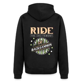 Backgammon Spiel - Unisex Premium Bio Zip Hoodie - Schwarz - Hinten - Nico (187cm)
