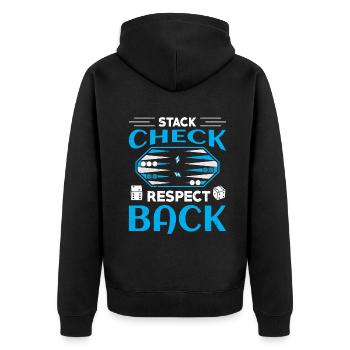 Backgammon Spiel - Unisex Premium Bio Zip Hoodie - Schwarz - Hinten - Nico (187cm)
