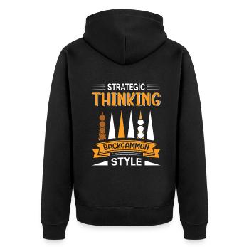Backgammon Spiel - Unisex Premium Bio Zip Hoodie - Schwarz - Hinten - Nico (187cm)