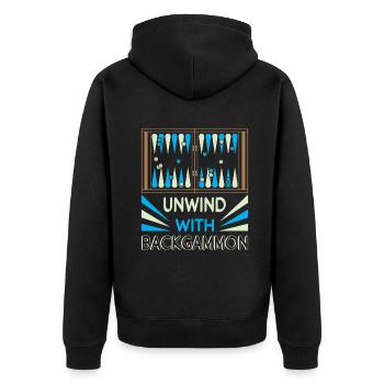 Backgammon Spiel - Unisex Premium Bio Zip Hoodie - Schwarz - Hinten - Nico (187cm)