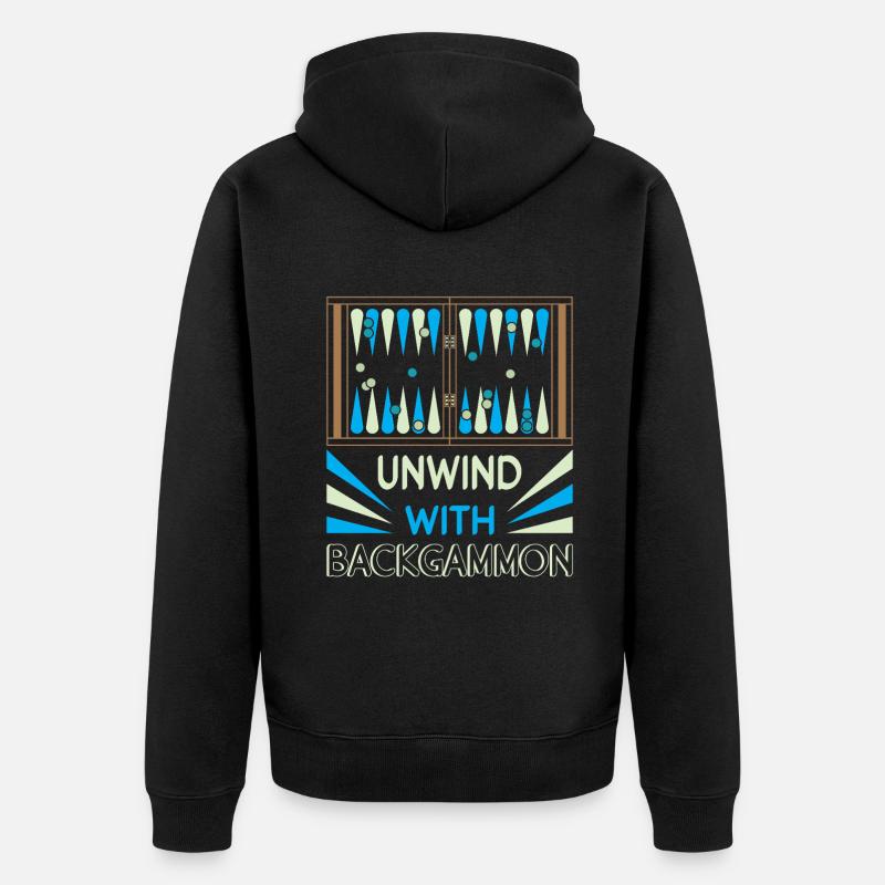 Backgammon Spiel - Unisex Premium Bio Zip Hoodie - Schwarz