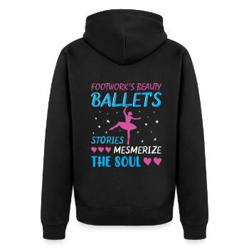 Ballerina Ballett mädchen - Unisex Premium Bio Zip Hoodie - Schwarz - Hinten - Nico (187cm)