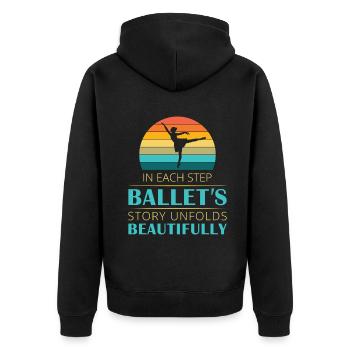 Ballerina Ballett mädchen - Unisex Premium Bio Zip Hoodie - Schwarz - Hinten - Nico (187cm)