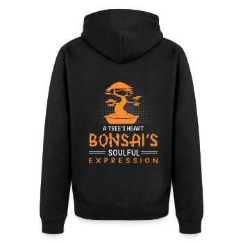 Bonsai Tree - Unisex Premium Bio Zip Hoodie - Schwarz - Hinten - Nico (187cm)