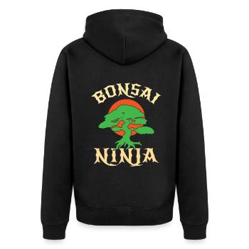 Bonsai Tree - Unisex Premium Bio Zip Hoodie - Schwarz - Hinten - Nico (187cm)