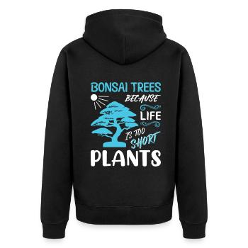 Bonsai Tree - Unisex Premium Bio Zip Hoodie - Schwarz - Hinten - Nico (187cm)