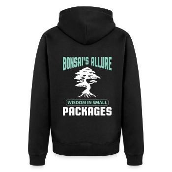 Bonsai Tree - Unisex Premium Bio Zip Hoodie - Schwarz - Hinten - Nico (187cm)
