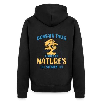 Bonsai Tree - Unisex Premium Bio Zip Hoodie - Schwarz - Hinten - Nico (187cm)