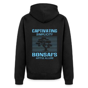 Bonsai Tree - Unisex Premium Bio Zip Hoodie - Schwarz - Hinten - Nico (187cm)