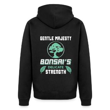 Bonsai Tree - Unisex Premium Bio Zip Hoodie - Schwarz - Hinten - Nico (187cm)
