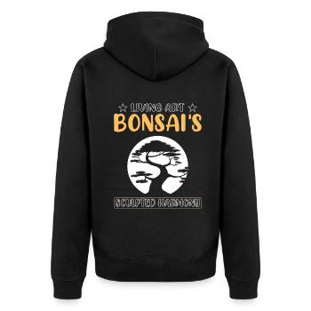 Bonsai Tree - Unisex Premium Bio Zip Hoodie - Schwarz - Hinten - Nico (187cm)
