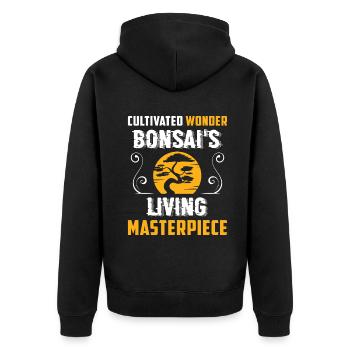 Bonsai Tree - Unisex Premium Bio Zip Hoodie - Schwarz - Hinten - Nico (187cm)
