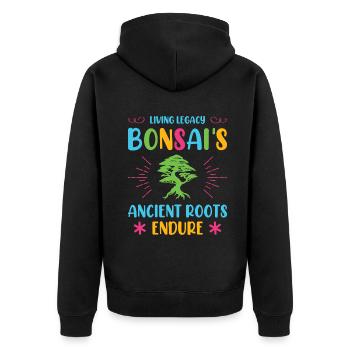 Bonsai Tree - Unisex Premium Bio Zip Hoodie - Schwarz - Hinten - Nico (187cm)