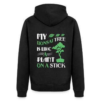 Bonsai Tree - Unisex Premium Bio Zip Hoodie - Schwarz - Hinten - Nico (187cm)