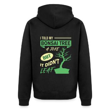 Bonsai Tree - Unisex Premium Bio Zip Hoodie - Schwarz - Hinten - Nico (187cm)