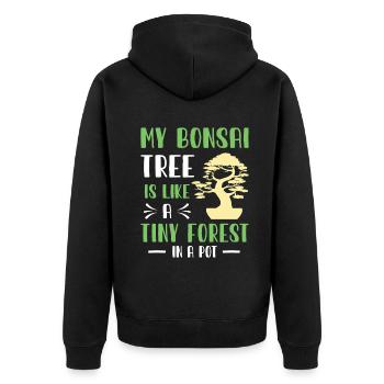 Bonsai Tree - Unisex Premium Bio Zip Hoodie - Schwarz - Hinten - Nico (187cm)