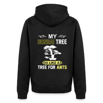 Bonsai Tree - Unisex Premium Bio Zip Hoodie - Schwarz - Hinten - Nico (187cm)
