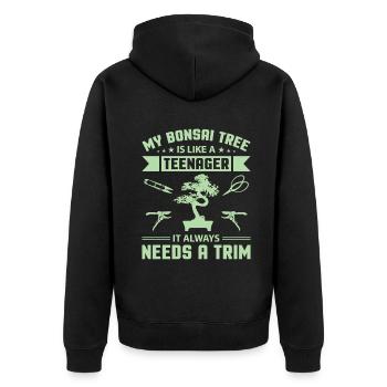 Bonsai Tree - Unisex Premium Bio Zip Hoodie - Schwarz - Hinten - Nico (187cm)