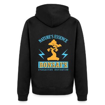 Bonsai Tree - Unisex Premium Bio Zip Hoodie - Schwarz - Hinten - Nico (187cm)