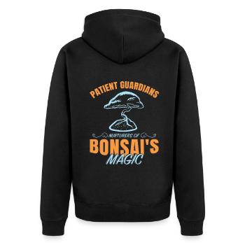 Bonsai Tree - Unisex Premium Bio Zip Hoodie - Schwarz - Hinten - Nico (187cm)