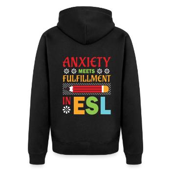 ESL-Lehrer ESL Unterricht - Unisex Premium Bio Zip Hoodie - Schwarz - Hinten - Nico (187cm)